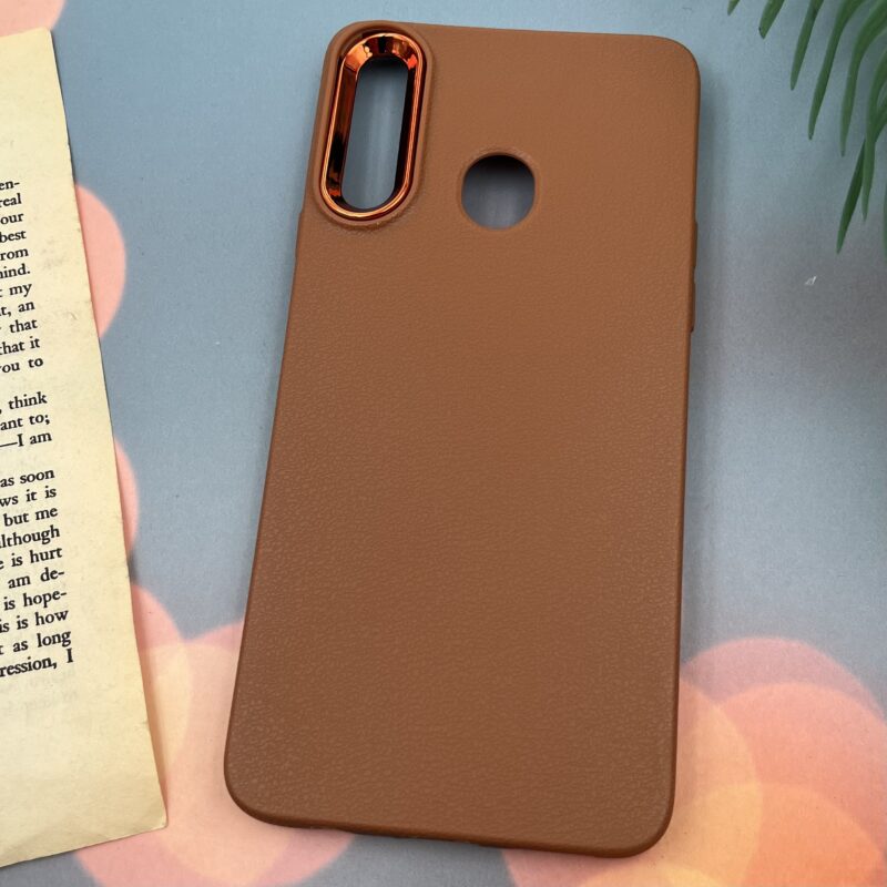 قاب گوشی Galaxy A20S سامسونگ Leather Design طرح چرم لنز متال عسلی کد 52294 - Image 2