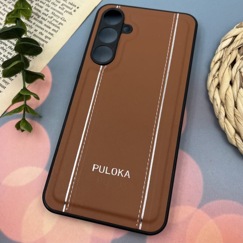 قاب گوشی Galaxy A35 سامسونگ اورجینال چرمی پولوکا PULOKA دوختی NEW CASE محافظ لنز دار عسلی کد 53749 - Image 2