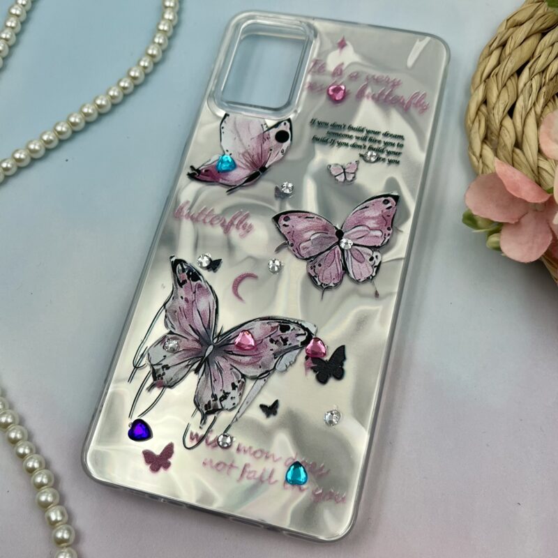 قاب گوشی Galaxy A51 سامسونگ 3D طرح سه بعدی نگین دار برجسته طرح پروانه صورتی کد 54741 - Image 2