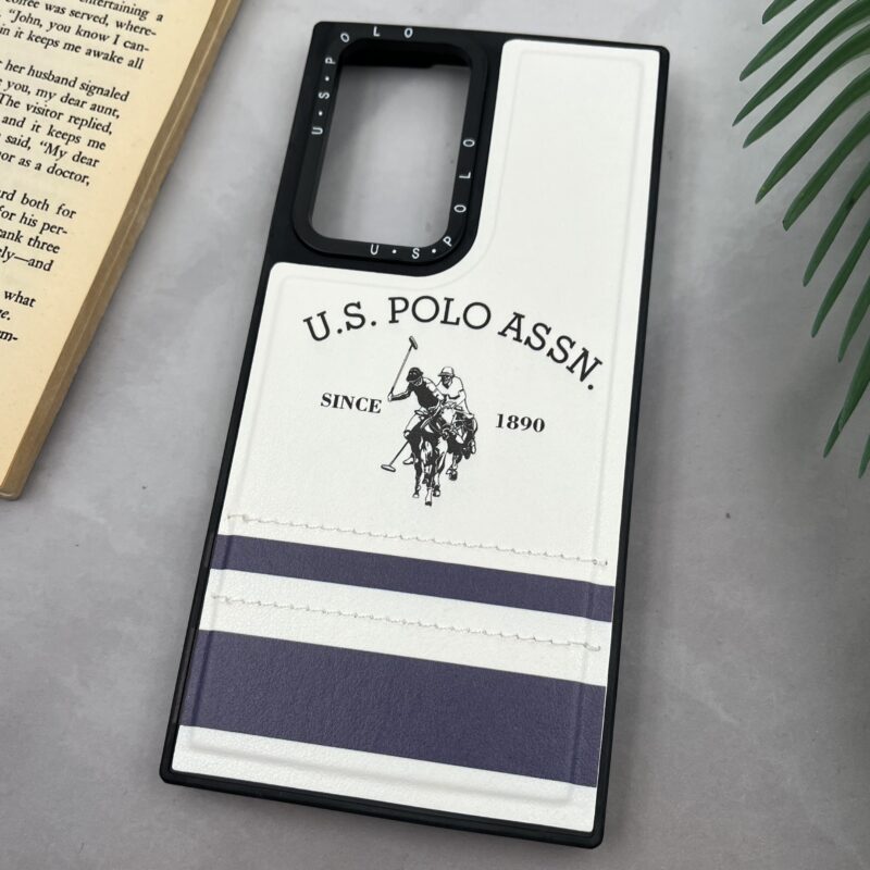 قاب گوشی Galaxy S22 Ultra سامسونگ Polo اورجینال چرمی دوخت دار سفید سرمه ای کد 64106 - Image 2