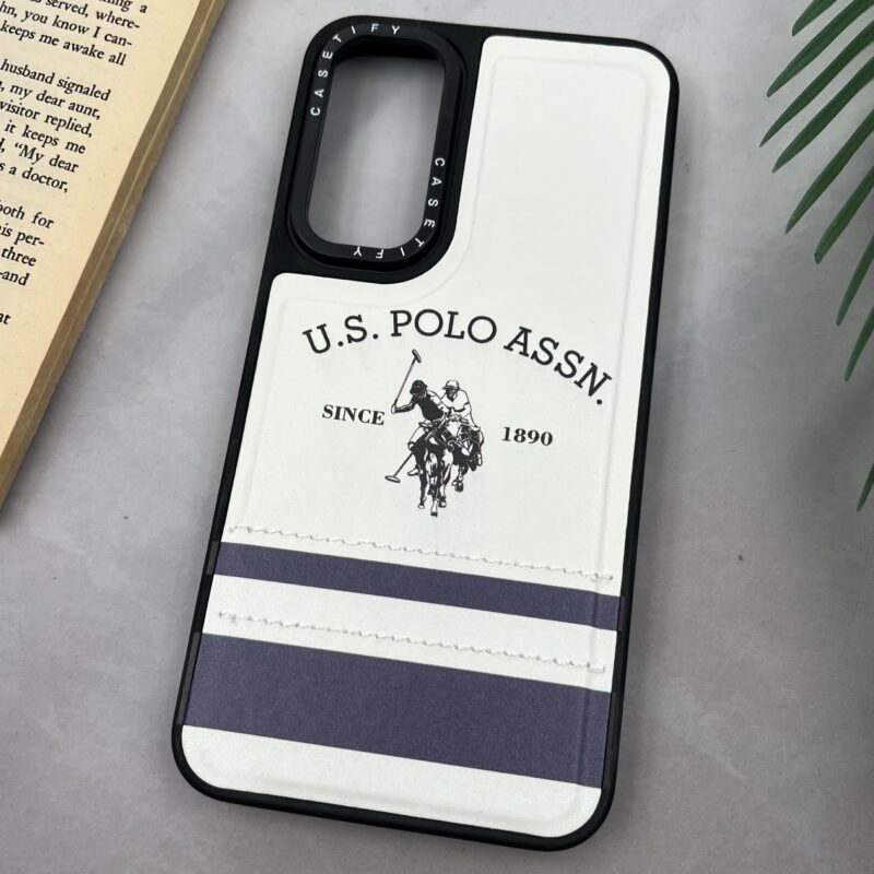 قاب گوشی Galaxy S23 FE سامسونگ Polo اورجینال چرمی دوخت دار سفید سرمه ای کد 69025 - Image 2