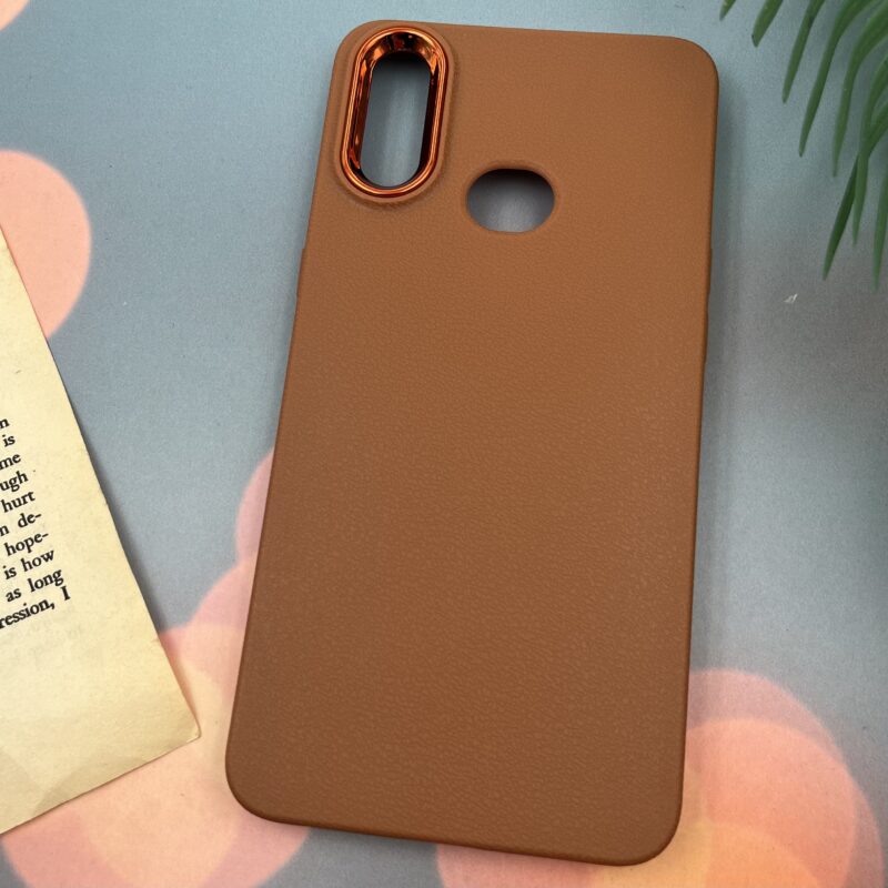 قاب گوشی Galaxy A10S سامسونگ Leather Design طرح چرم لنز متال عسلی کد 74872 - Image 2