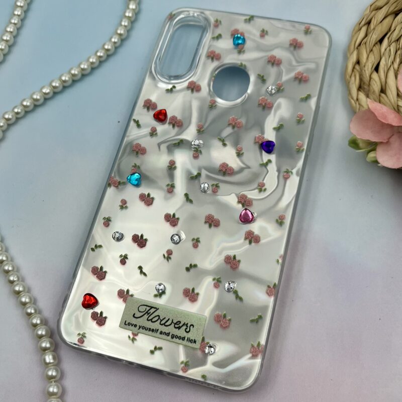 قاب گوشی Galaxy A20S سامسونگ 3D طرح سه بعدی نگین دار برجسته طرح رز صورتی کد 76273 - Image 2