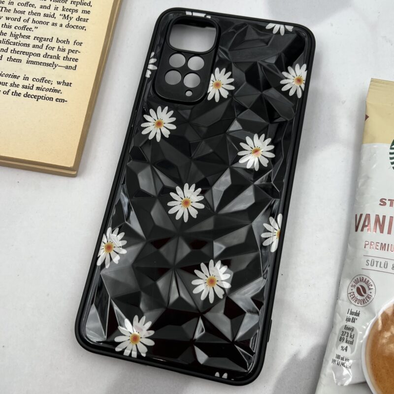 قاب گوشی Redmi Note 11 4G / Redmi Note 11S شیائومی الماسی دور سیلیکونی سه بعدی 3D برجسته طرح گل بابونه محافظ لنز دار کد 77517 - Image 2