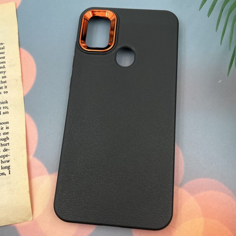 قاب گوشی Galaxy A11 / Galaxy M11 سامسونگ Leather Design طرح چرم لنز متال مشکی کد 86501 - Image 2