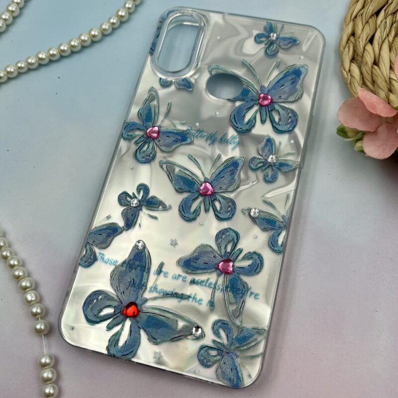 قاب گوشی Galaxy A10S سامسونگ 3D طرح سه بعدی نگین دار برجسته طرح پروانه آبی روشن کد 88023 - Image 2