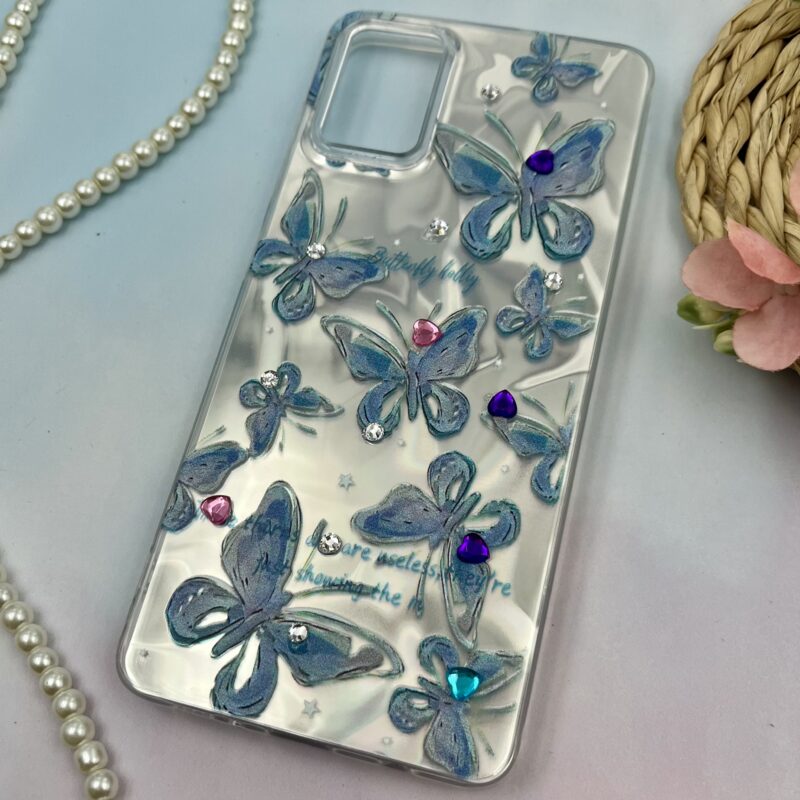 قاب گوشی Galaxy A51 سامسونگ 3D طرح سه بعدی نگین دار برجسته طرح پروانه آبی روشن کد 88623 - Image 2
