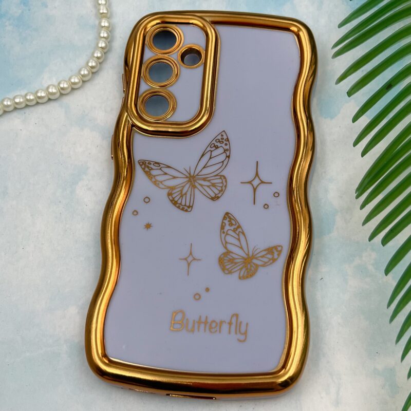 قاب گوشی Galaxy S23 FE سامسونگ Solid دور طلایی مای کیس طرح پروانه Butterfly یاسی محافظ لنز دار کد 20763 - Image 2