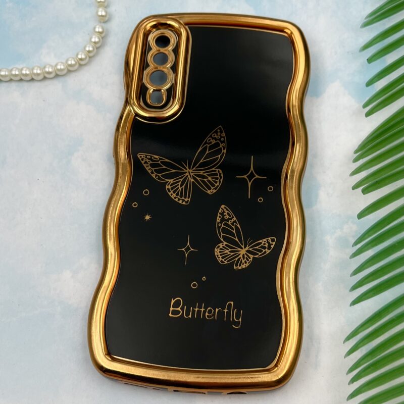 قاب گوشی Galaxy A30S / Galaxy A50S / Galaxy A50 سامسونگ Solid دور طلایی مای کیس طرح پروانه Butterfly مشکی محافظ لنز دار کد 23215 - Image 2