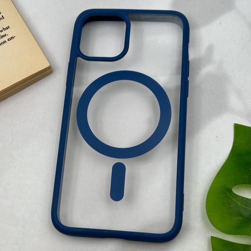 قاب گوشی iPhone 11 Pro آیفون Magsafe مگ سیف دار اورجینال Clear Case شفاف لاکچری سرمه ای کد 31858 - Image 2