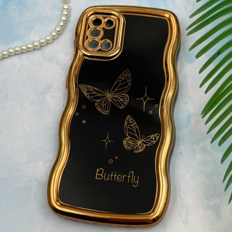 قاب گوشی Galaxy A31 سامسونگ Solid دور طلایی مای کیس طرح پروانه Butterfly مشکی محافظ لنز دار کد 52211 - Image 2