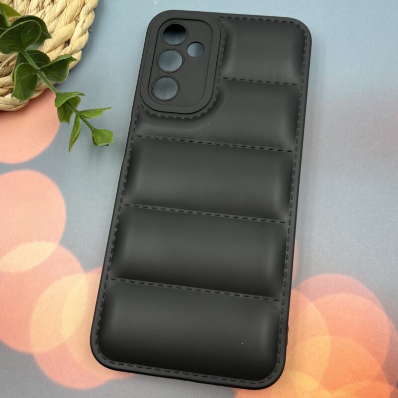 قاب گوشی Galaxy A14 سامسونگ سیلیکونی پافری برجسته طرح ساده محافظ لنز دار مشکی کد 56891 - Image 2