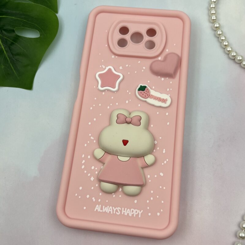 قاب گوشی Poco X3 / Poco X3 NFC / Poco X3 Pro شیائومی سیلیکونی Solid Case ضد ضربه عروسکی برجسته برفی طرح خرگوشی محافظ لنز دار کد 65142 - Image 2