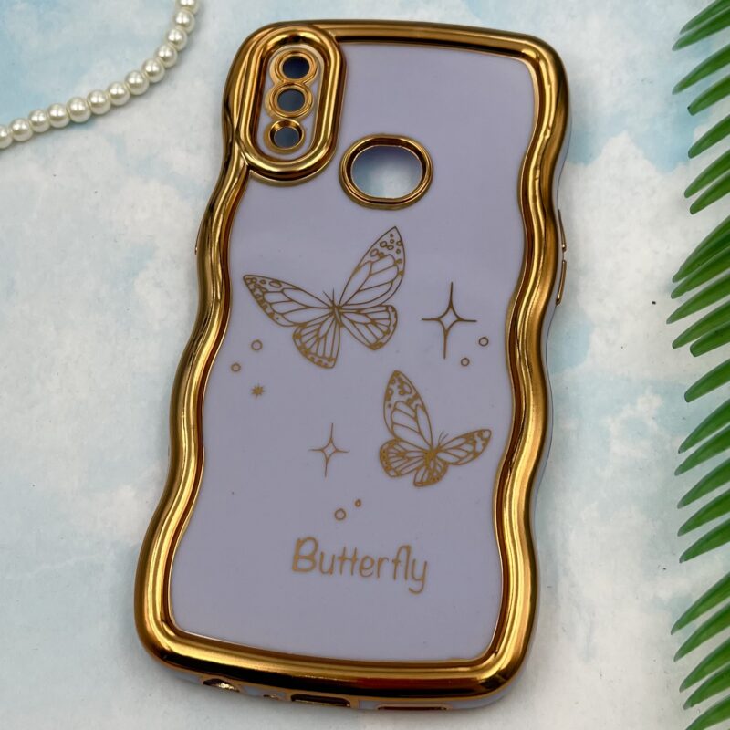قاب گوشی Galaxy A10S سامسونگ Solid دور طلایی مای کیس طرح پروانه Butterfly یاسی محافظ لنز دار کد 65971 - Image 2