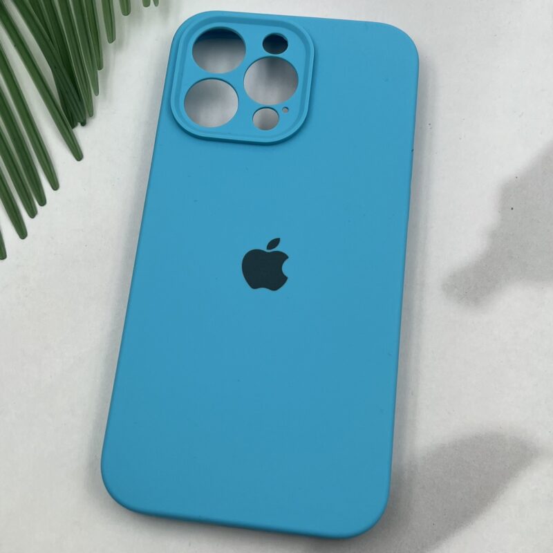 قاب گوشی iPhone 15 Pro Max آیفون سیلیکونی پاک کنی اورجینال داخل پارچه ای محافظ لنز دار رنگ آبی روشن کد 77361 - Image 2