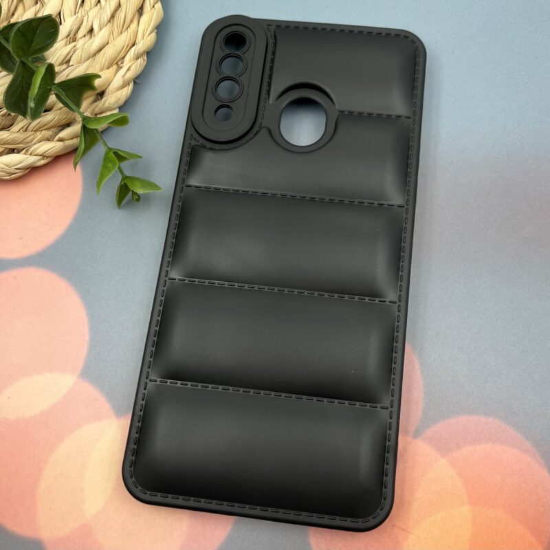 قاب گوشی Galaxy A20S سامسونگ سیلیکونی پافری برجسته طرح ساده محافظ لنز دار مشکی کد 78671 - Image 2