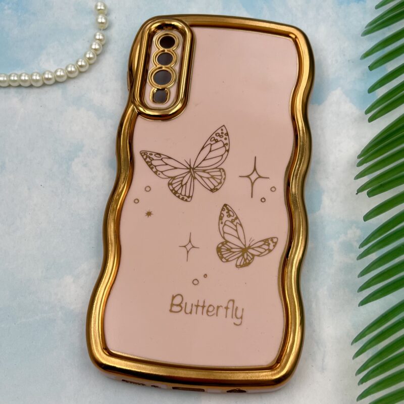 قاب گوشی Galaxy A30S / Galaxy A50S / Galaxy A50 سامسونگ Solid دور طلایی مای کیس طرح پروانه Butterfly گلبهی محافظ لنز دار کد 82029 - Image 2