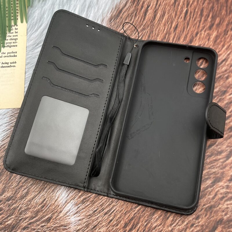 کیف گوشی Galaxy S22 Plus سامسونگ چرم مگنتی جاکارتی بند آویز دار محافظ لنز دار مشکی کد 88074 - Image 2
