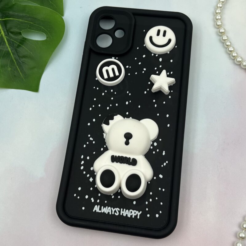 قاب گوشی Galaxy A05 سامسونگ سیلیکونی Solid Case ضد ضربه عروسکی برجسته برفی طرح تدی محافظ لنز دار کد 88326 - Image 2