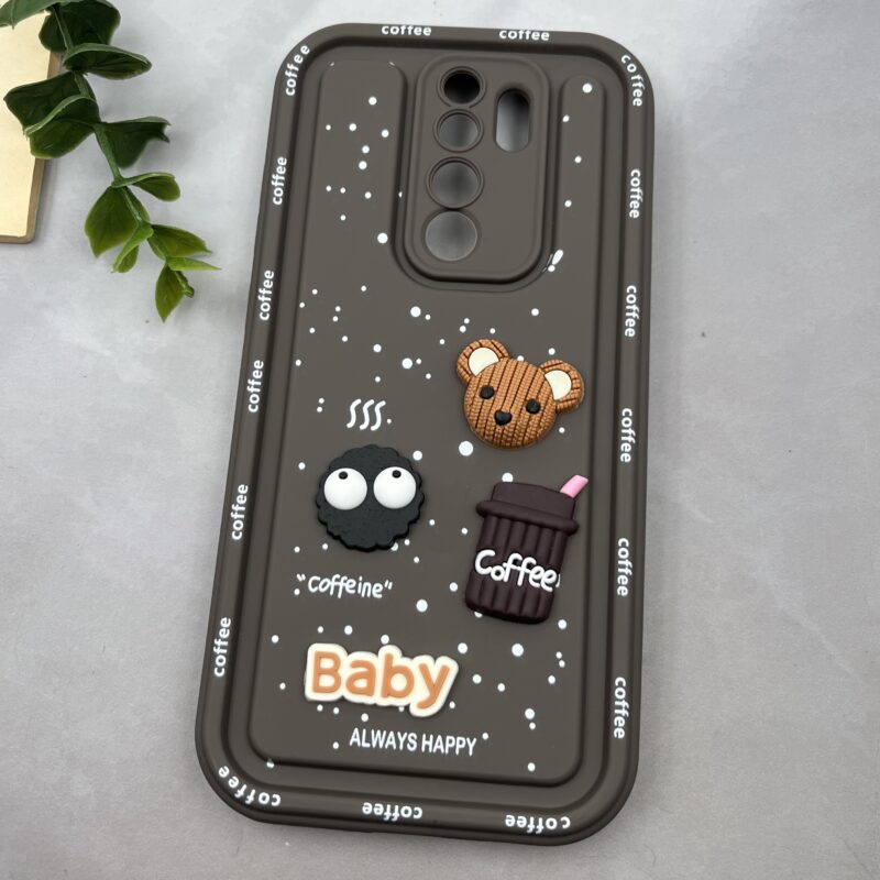 قاب گوشی Redmi Note 8 Pro شیائومی Solid Case منحنی عروسکی برجسته طرح Coffe قهوه ای محافظ لنز دار کد 89518 - Image 2