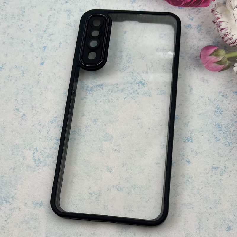 قاب گوشی Galaxy A30S / Galaxy A50S / Galaxy A50 سامسونگ NEW SKIN PLUS محافظ لنز دار شیشه ای دور سیلیکونی مشکی کد 14297 - Image 2