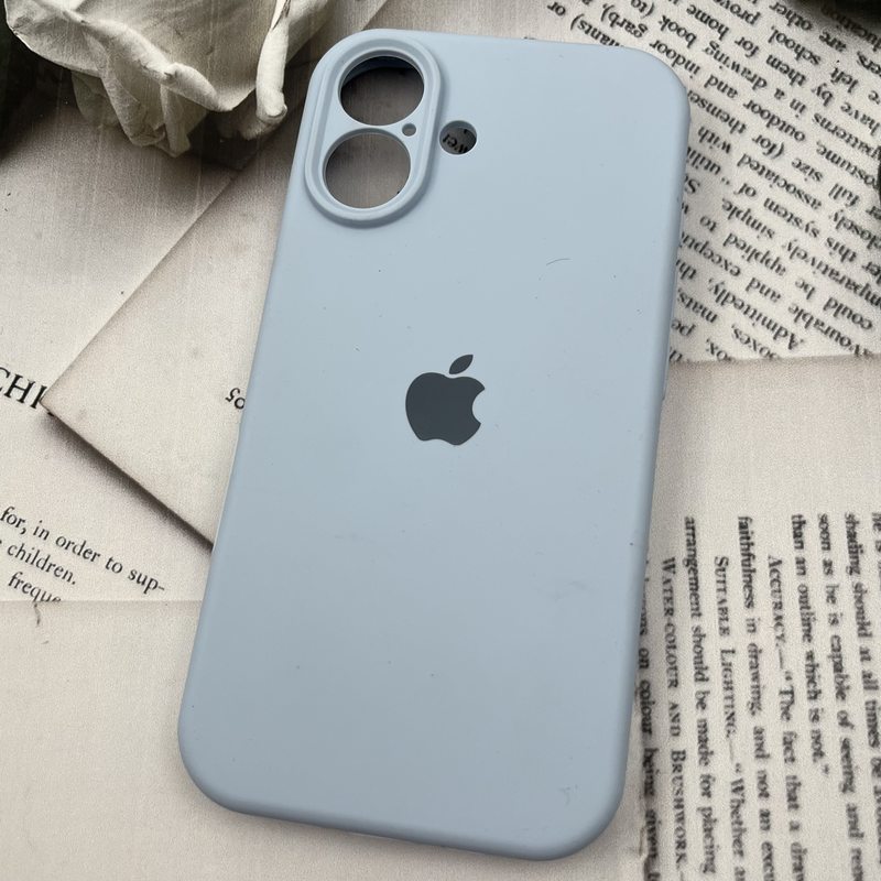 قاب گوشی iPhone 16 آیفون سیلیکونی پاک کنی اورجینال داخل پارچه ای محافظ لنز دار رنگ آبی آسمانی کد 22798 - Image 2