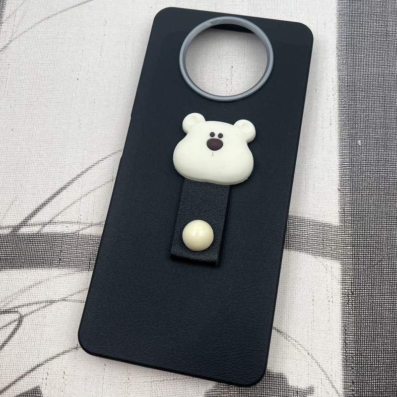 قاب گوشی Poco X3 / Poco X3 NFC / Poco X3 Pro شیائومی Leather Design عروسکی تدی فینگر بند لنز کروم مشکی کد 25145 - Image 2