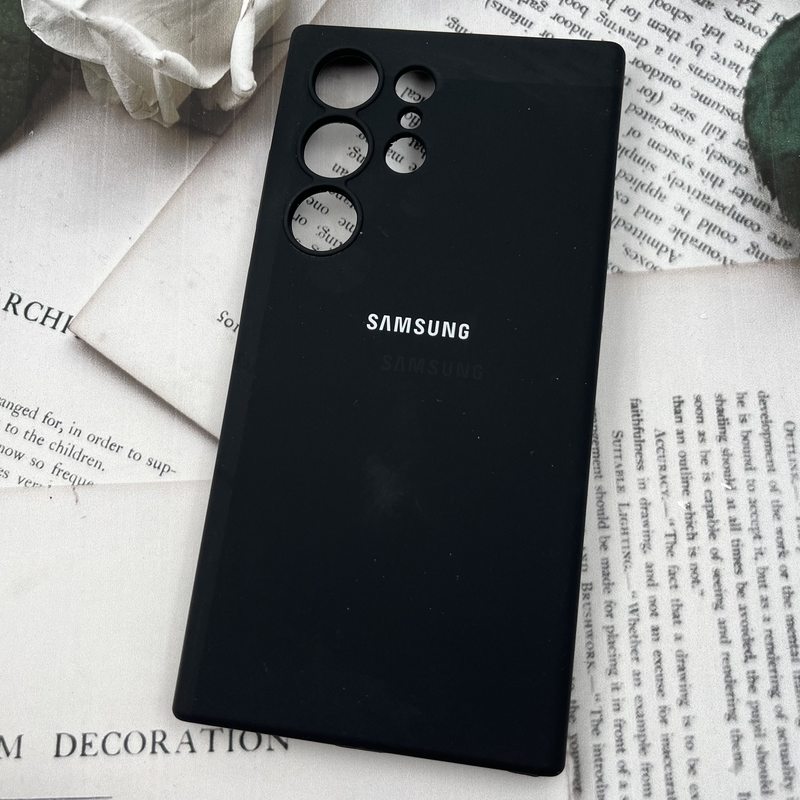 قاب گوشی Galaxy S24 Ultra سامسونگ سیلیکونی پاک کنی اورجینال داخل پارچه ای محافط لنز دار مشکی کد 25353 - Image 2