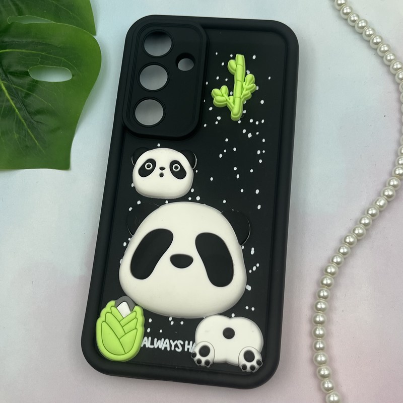 قاب گوشی Galaxy S24 FE سامسونگ سیلیکونی Solid Case ضد ضربه عروسکی برجسته برفی طرح پاندا محافظ لنز دار کد 25552 - Image 2