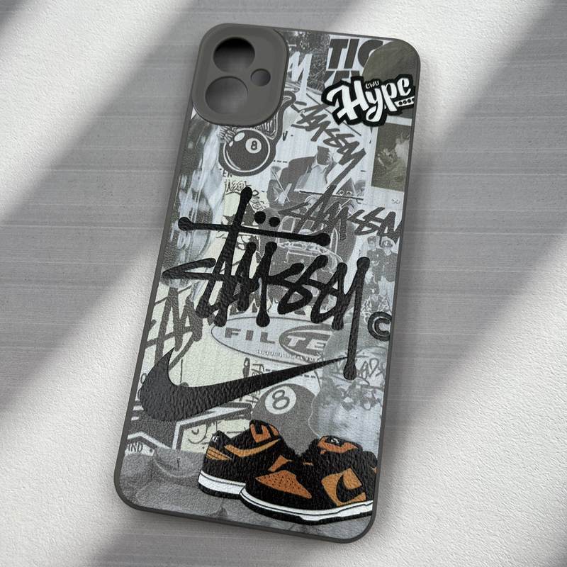 قاب گوشی Galaxy A05 سامسونگ سیلیکونی طرح چرم Leather Design فانتزی NIKE نایک طوسی محافظ لنز دار کد 26695 - Image 2