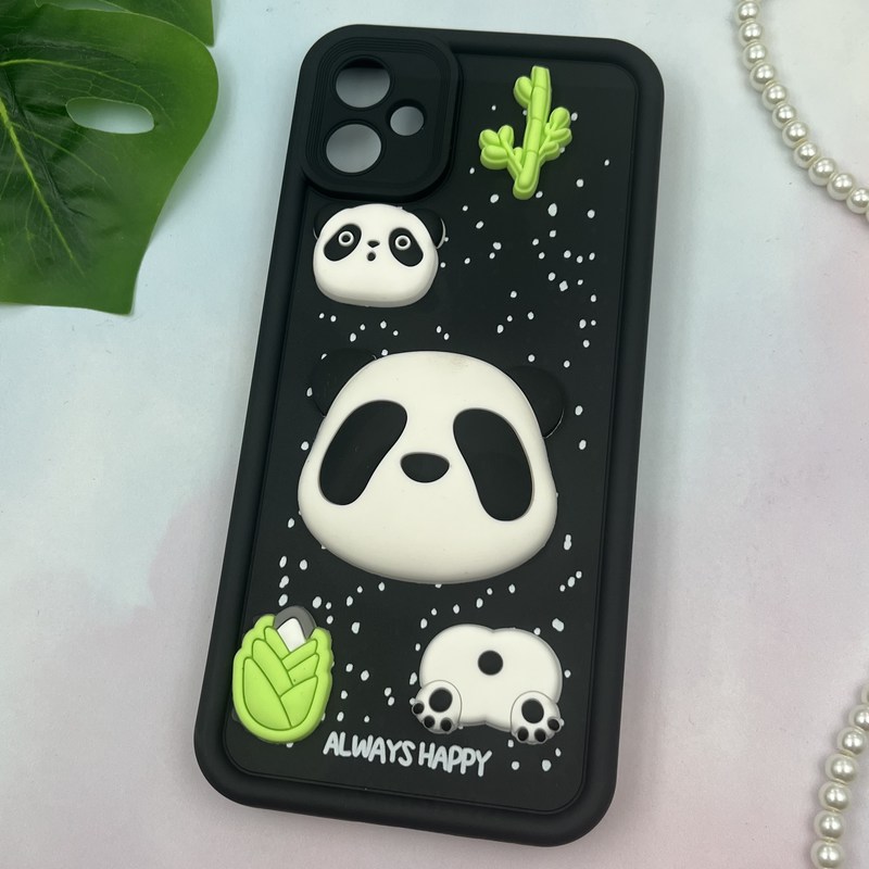 قاب گوشی Galaxy A05 سامسونگ سیلیکونی Solid Case ضد ضربه عروسکی برجسته برفی طرح پاندا محافظ لنز دار کد 30451 - Image 2