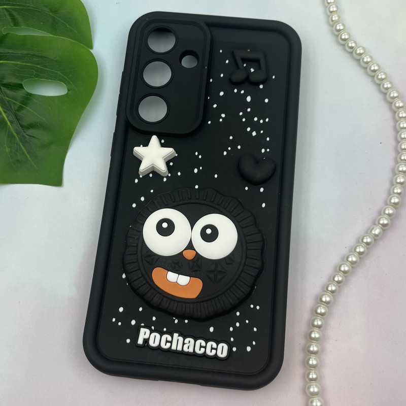 قاب گوشی Galaxy S24 FE سامسونگ سیلیکونی Solid Case ضد ضربه عروسکی برجسته برفی طرح هپل بیسکویتی محافظ لنز دار کد 31259 - Image 2