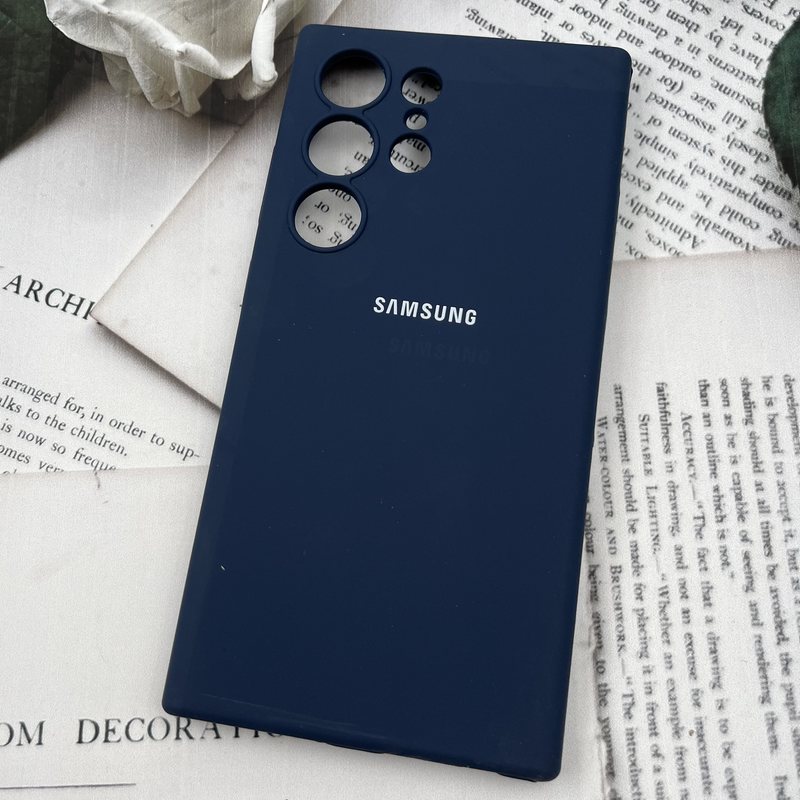 قاب گوشی Galaxy S24 Ultra سامسونگ سیلیکونی پاک کنی اورجینال داخل پارچه ای محافظ لنز دار سرمه ای تیره کد 36282 - Image 2