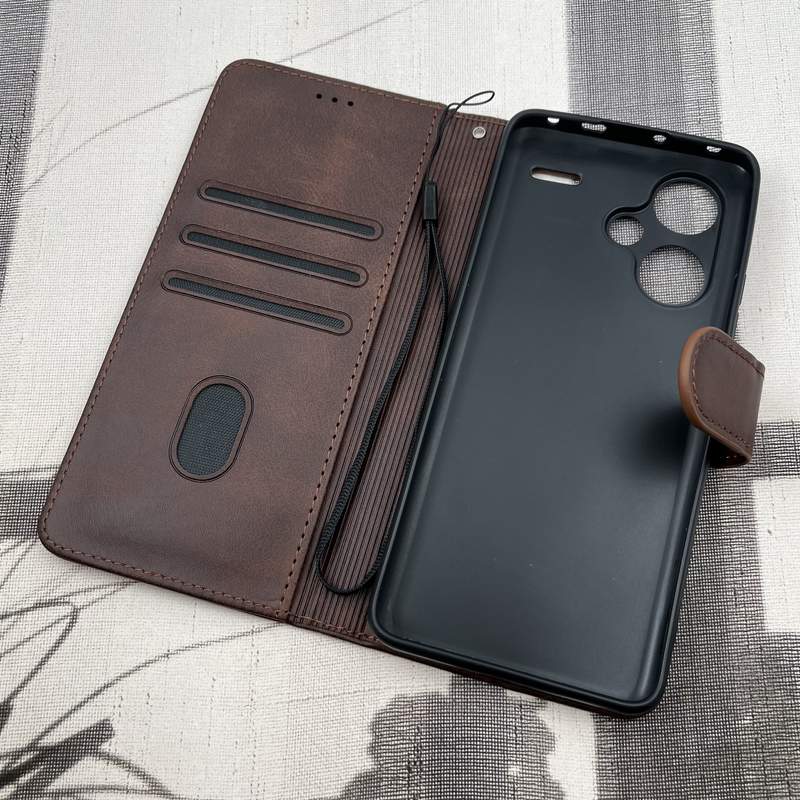 کیف گوشی Redmi Note 13 Pro Plus شیائومی چرم مگنتی جاکارتی محافظ لنز دار نیلکین NILLKIN بند آویز دار قهوه ای کد 37062 - Image 2