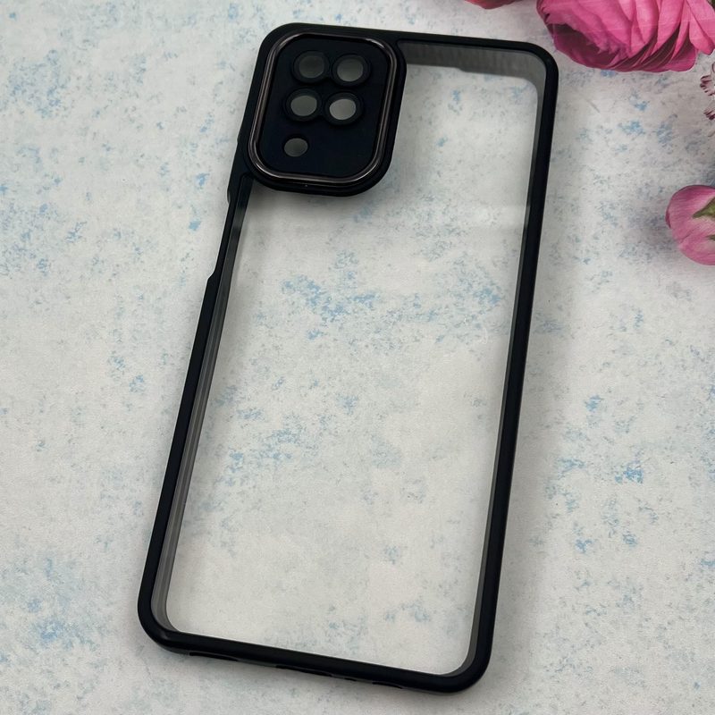 قاب گوشی Galaxy A12 / Galaxy M12 سامسونگ NEW SKIN PLUS محافظ لنز دار شیشه ای دور سیلیکونی مشکی کد 38459 - Image 2