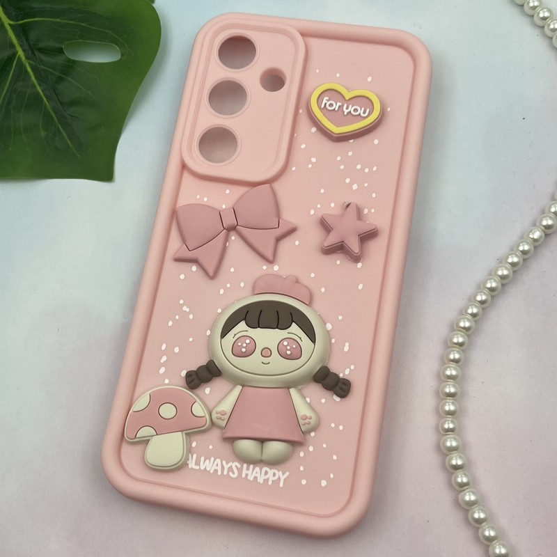 قاب گوشی Galaxy S24 FE سامسونگ سیلیکونی Solid Case ضد ضربه عروسکی برجسته برفی طرح دختر محافظ لنز دار کد 39003 - Image 2