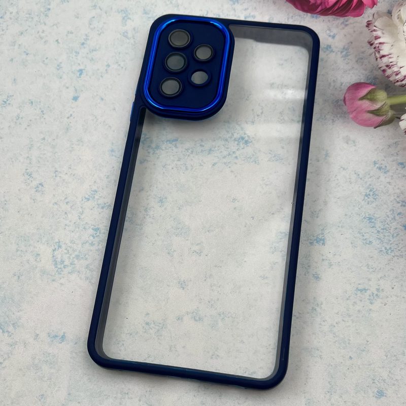 قاب گوشی Galaxy A32 4G سامسونگ NEW SKIN PLUS محافظ لنز دار شیشه ای دور سیلیکونی سرمه ای کد 42777 - Image 2