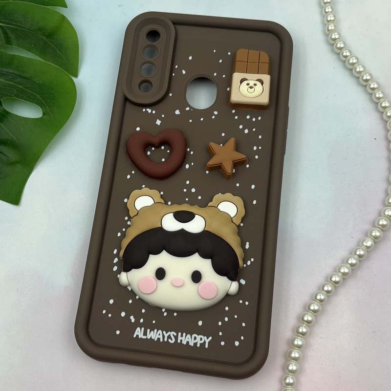 قاب گوشی Galaxy A20S سامسونگ سیلیکونی Solid Case ضد ضربه عروسکی برجسته برفی طرح Kids محافظ لنز دار کد 45964 - Image 2