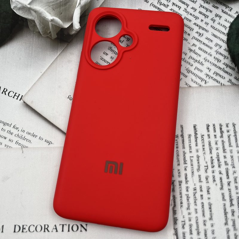 قاب گوشی Redmi Note 13 Pro Plus شیائومی سیلیکونی پاک کنی اورجینال داخل پارچه ای محافظ لنز دار رنگ قرمز کد 47457 - Image 2