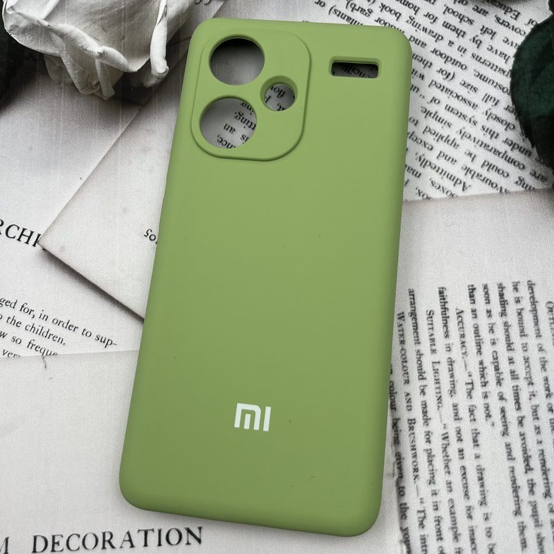 قاب گوشی Redmi Note 13 Pro Plus شیائومی سیلیکونی پاک کنی اورجینال داخل پارچه ای محافظ لنز دار سبز روشن کد 48112 - Image 2