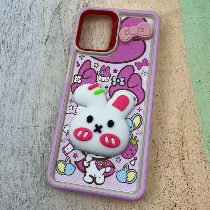 قاب گوشی Galaxy A12 / Galaxy M12 سامسونگ سیلیکونی Cute Case برجسته عروسکی خرگوش صورتی کد 54496 - Image 2