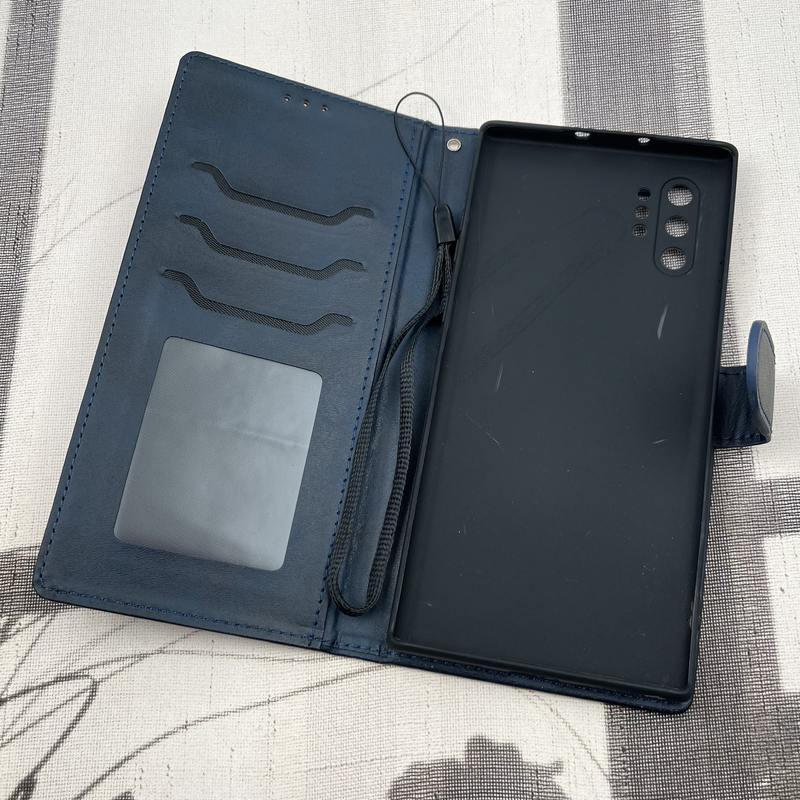 کیف گوشی Galaxy Note 10 Plus سامسونگ چرم مگنتی جاکارتی محافظ لنز دار بند آویز دار سرمه ای کد 58718 - Image 2