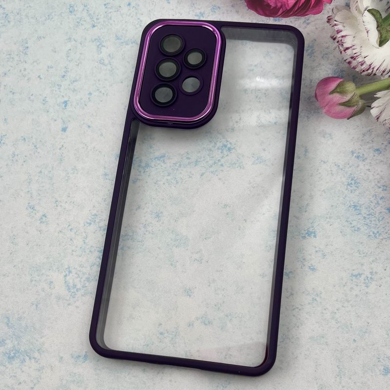 قاب گوشی Galaxy A53 سامسونگ NEW SKIN PLUS محافظ لنز دار شیشه ای دور سیلیکونی بنفش کد 61602 - Image 2