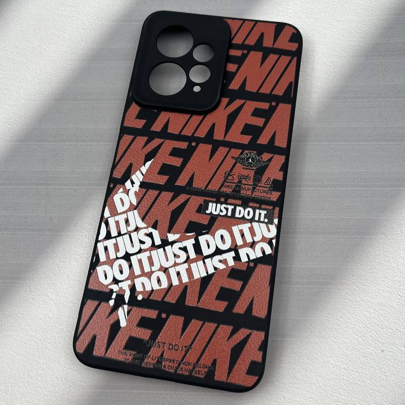 قاب گوشی Redmi Note 12 4G شیائومی سیلیکونی طرح چرم Leather Design فانتزی طرح NIKE نایک نارنجی محافظ لنز دار کد 62572 - Image 2