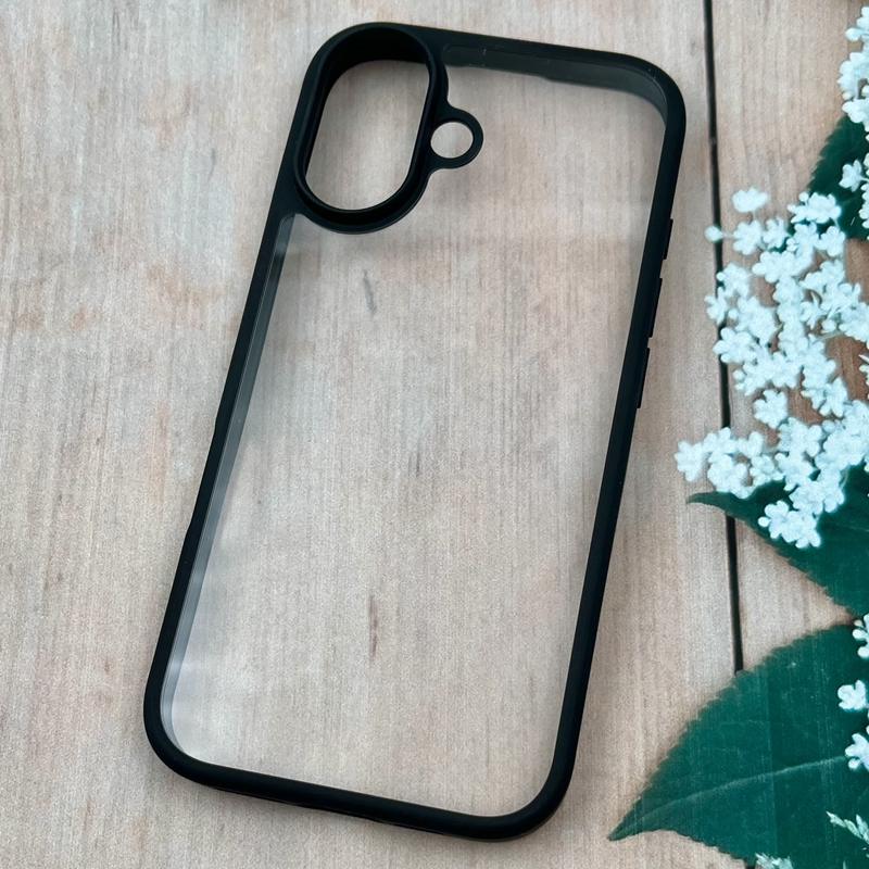 قاب گوشی iPhone 16 آیفون شفاف Spigen اورجینال دور سیلیکونی لنز برجسته مشکی کد 63809 - Image 2