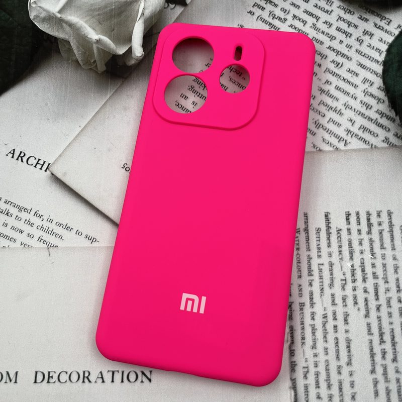 قاب گوشی Redmi Note 14 5G شیائومی سیلیکونی پاک کنی اورجینال داخل پارچه ای محافظ لنز دار سرخابی کد 63938 - Image 2