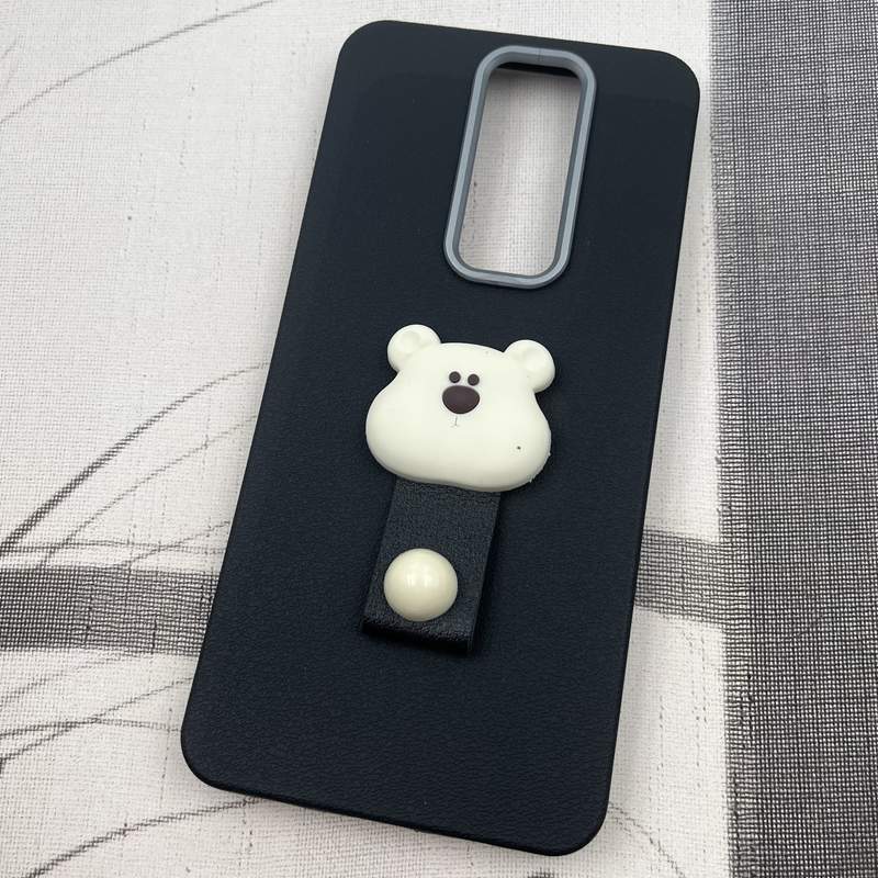 قاب گوشی Redmi Note 8 Pro شیائومی Leather Design عروسکی تدی فینگر بند لنز کروم مشکی کد 64977 - Image 2