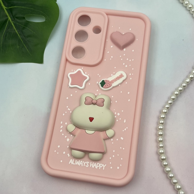 قاب گوشی Galaxy S24 FE سامسونگ سیلیکونی Solid Case ضد ضربه عروسکی برجسته برفی طرح خرگوشی محافظ لنز دار کد 67733 - Image 2