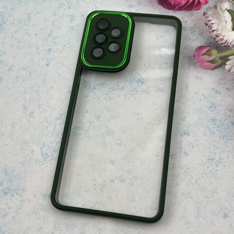 قاب گوشی Galaxy A73 سامسونگ NEW SKIN PLUS محافظ لنز دار شیشه ای دور سیلیکونی سبز کد 68154 - Image 2