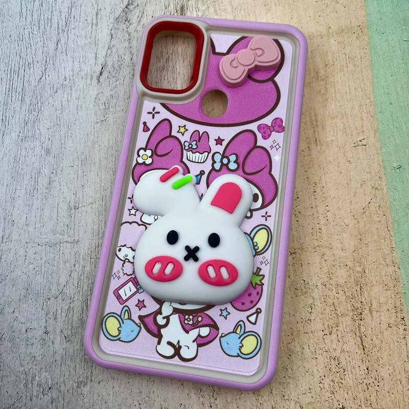 قاب گوشی Galaxy A11 / Galaxy M11 سامسونگ سیلیکونی Cute Case برجسته عروسکی خرگوش صورتی کد 68373 - Image 2